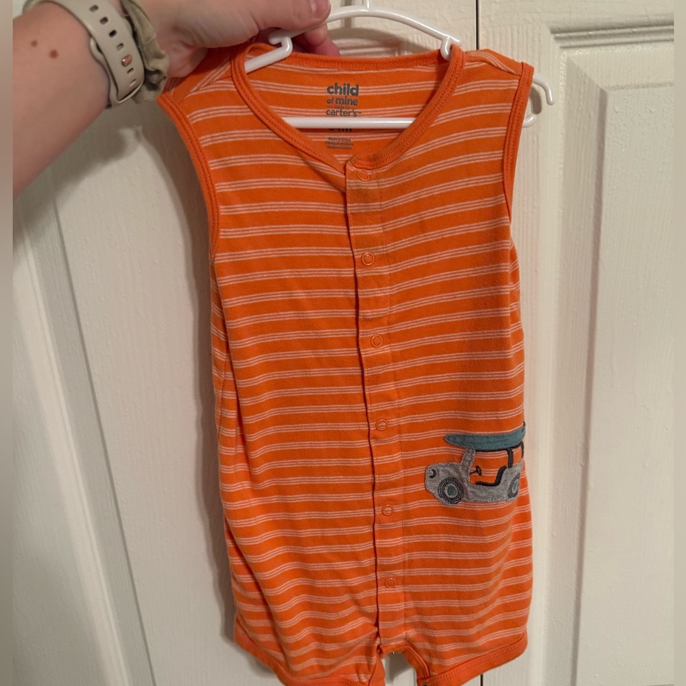 Orange Striped Baby Romper
